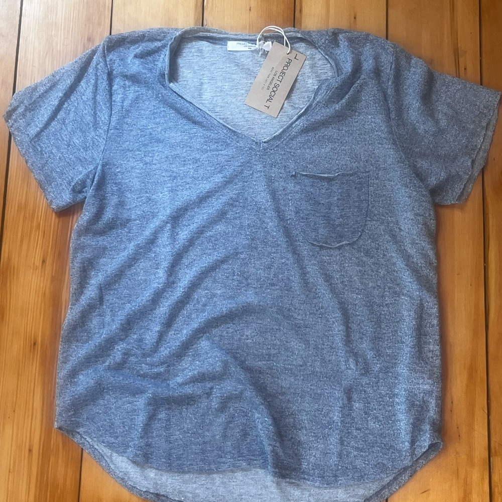 Project Social T Chambray Blue V-Neck Tee